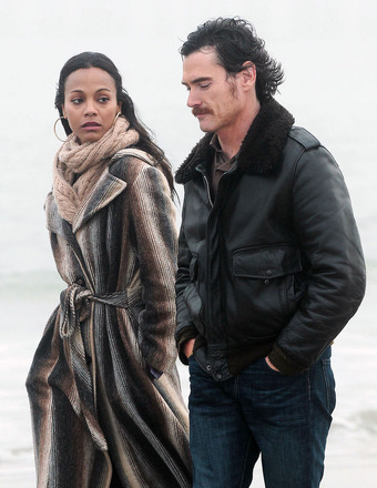 Zoe Saldana and Billy Crudup were snapped shooting a scene for their film, "Blood Ties."