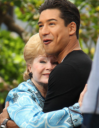 Debbie Reynolds Cuddles with Mario at The Grove!