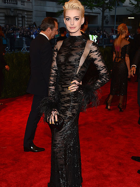 Punk Glam at the Met Gala: Anne Hathaway Sports New Hair