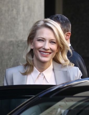 Cate Blanchett took a car from the Armani Hotel to fashion designer Giorgio Armani's house in Milan.