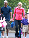 Pics! Tiger and Lindsey Take Kids to School… Together