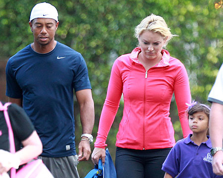 Pics! Tiger and Lindsey Take Kids to School… Together