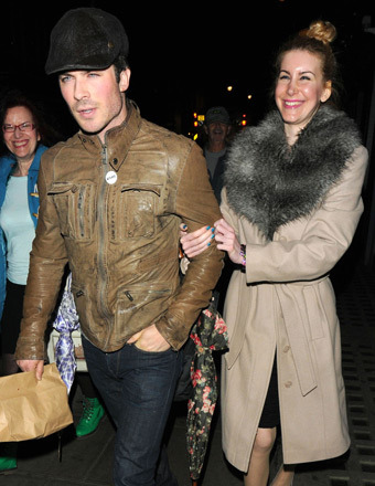 Ian Somerhalder was spotted with a mystery girl outside Groucho Club in London on Wednesday.