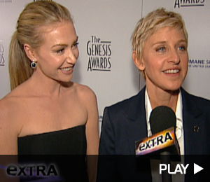 Ellen Degeneres and Portia DeRossi At The Genesis Awards