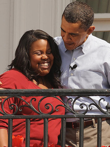 Amber Riley and Barack Obama