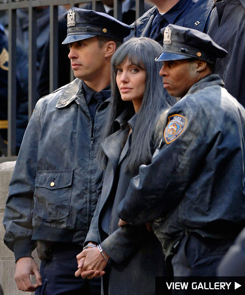 Bauer Griffin Angelina Jolie on the set of her new film Salt