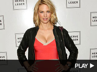 January Jones swimming with sharks