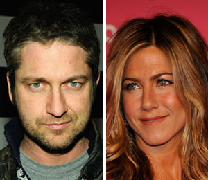 Getty Images/Extra composite 'Extra' clears up the rumors about Gerard Butler and Jennifer Aniston dating.