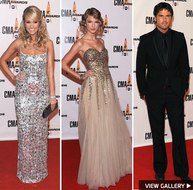 Getty Images/Extra composite Carrie Underwood, Taylor Swift and Chuck Wicks at the CMA Awards