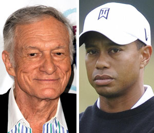 Getty Images/Extra composite Hugh Hefner Not Surprised by Tiger Woods' 'Transgressions'